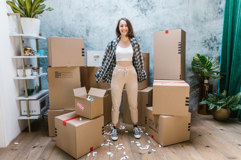 girl with moving boxes